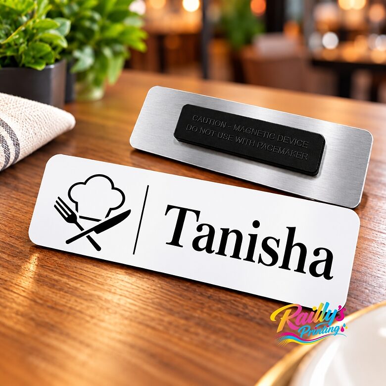 ChromaLuxe® metal name badge