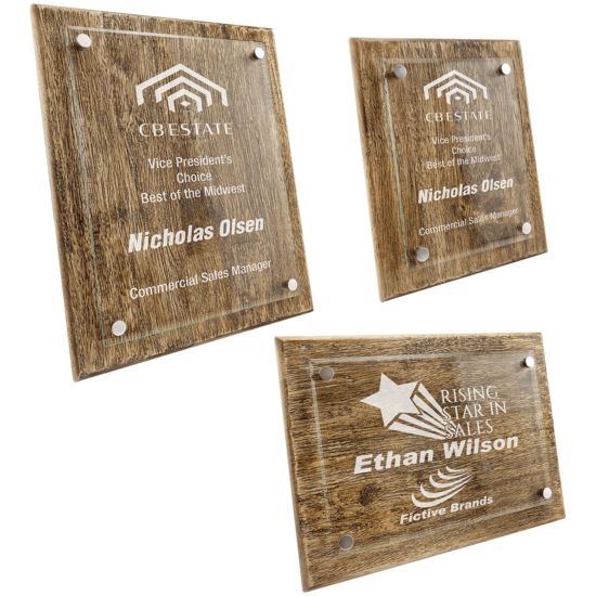 Wood Floating Glass Plaque