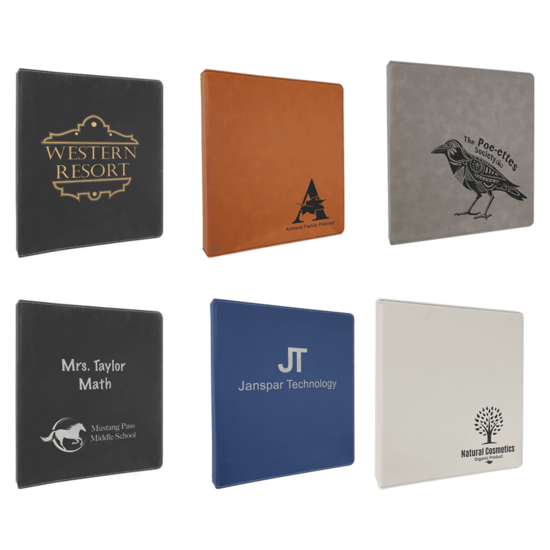 3 Ring Binder with Faux Leather Cover & 1" Rings (10 1/2" x 11 1/2")