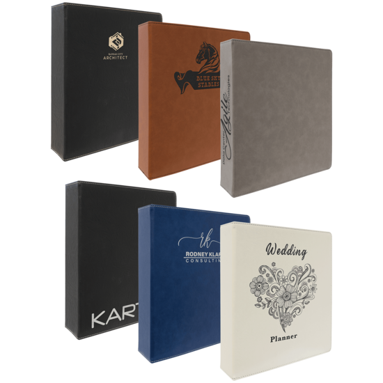 3 Ring Binder with Faux Leather Cover & 2" Rings (11" x 11 1/2")