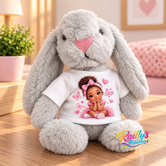 Plush bunny with personalized T-shirt