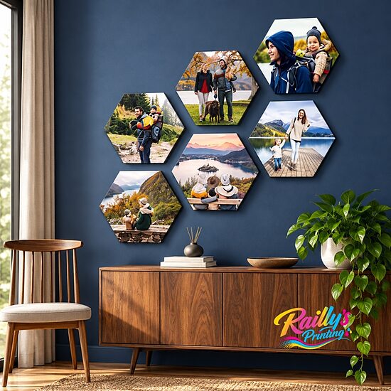 ChromaLuxe® gloss hardboard hexagon wall tile with mount