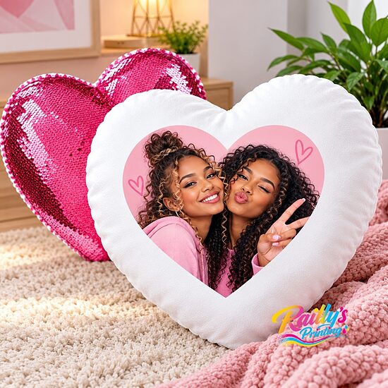 Sequin heart pillow