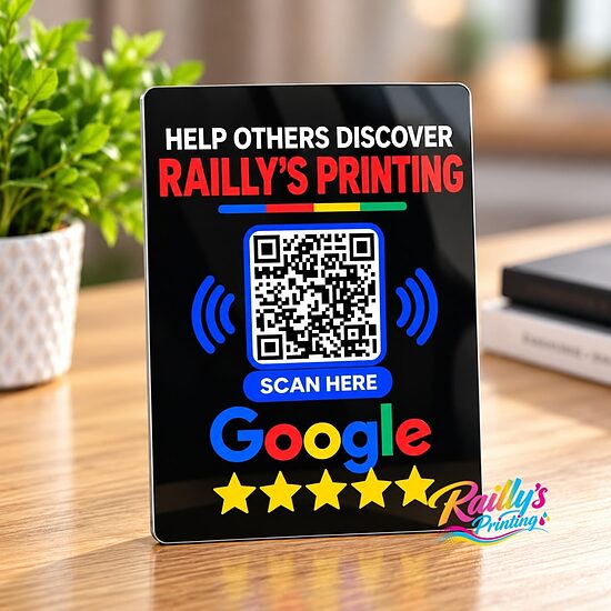 ChromaLuxe® QR code tabletop sign